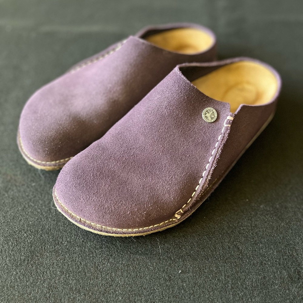 Birkenstock Zermatt Purple Suede Clogs